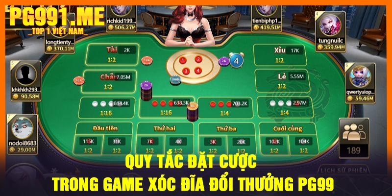 Quy tắc đặt cược trong game xóc đĩa đổi thưởng PG99